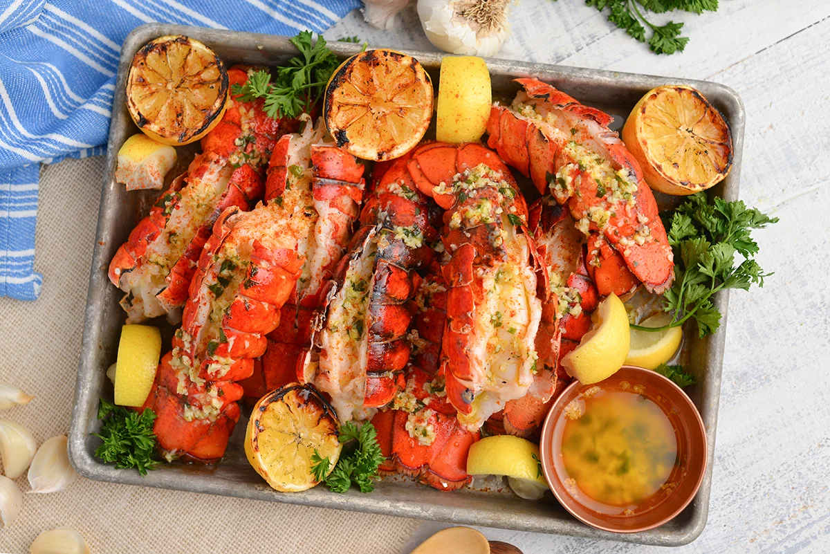Grilled Lobster Tail with Lemon Butter Sauce