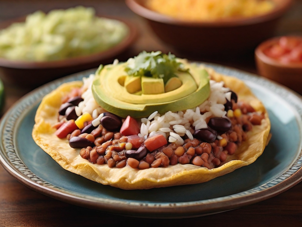 Tostada with Rice and Bean